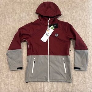 Men’s Size Small Neff Kicker Softshell Jacket Maroon/Grey NEW